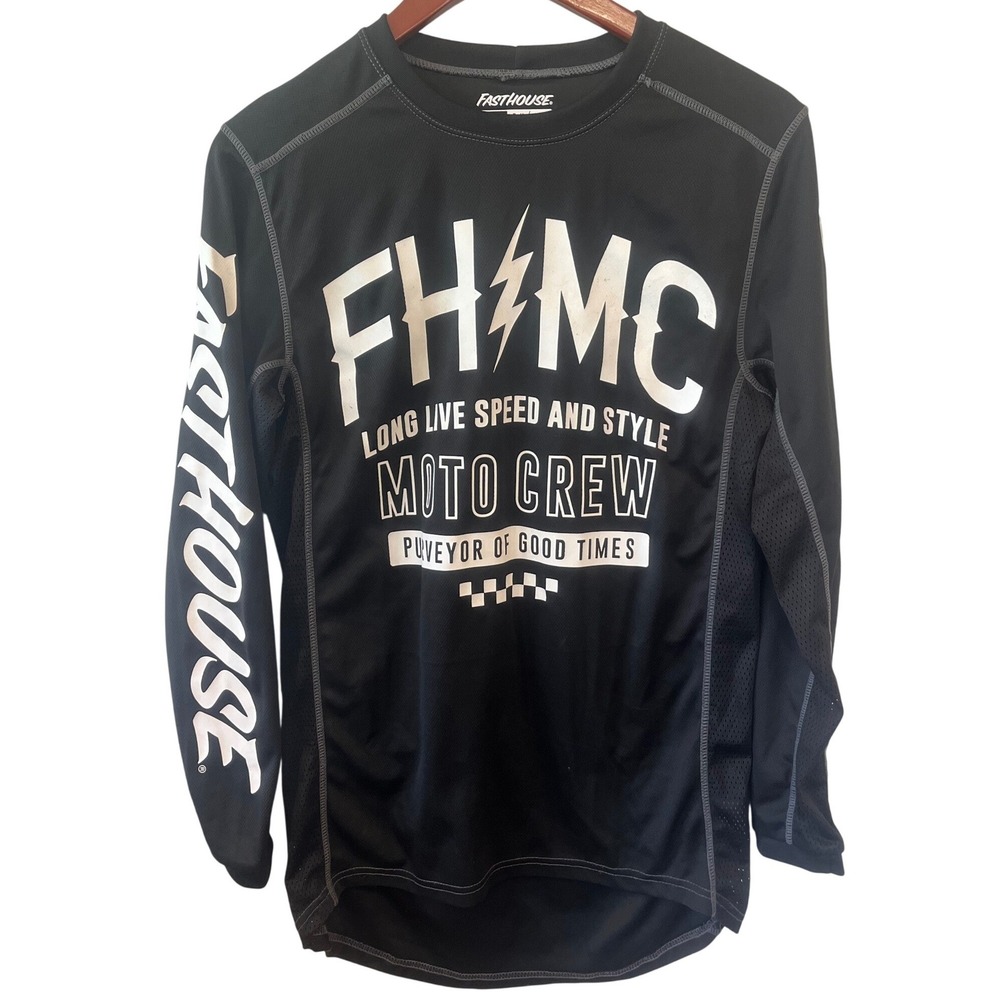 Fasthouse Moto Crew Jersey Mens Small Black Long Sleeve FHMC MTB MX Racing Shirt